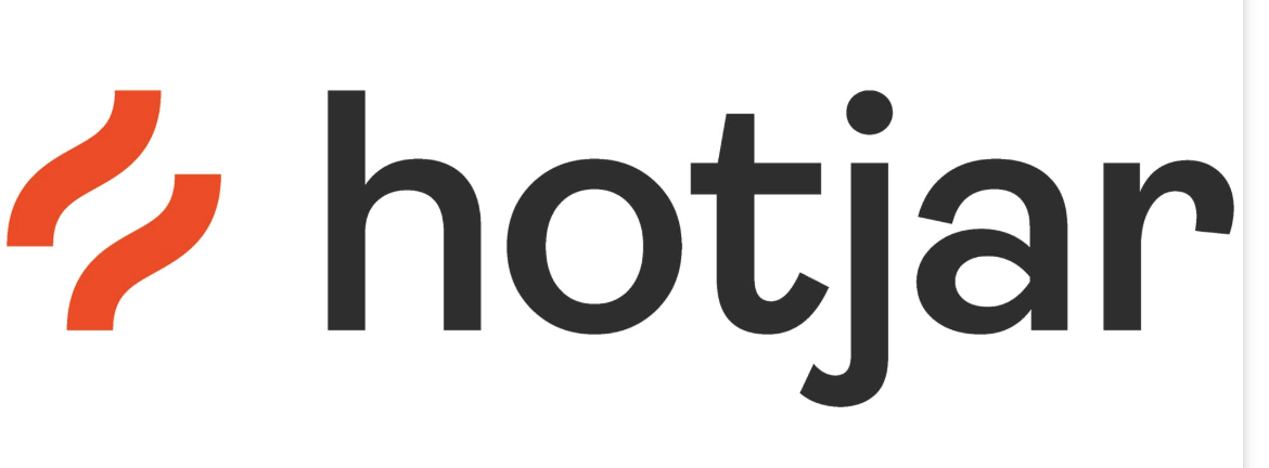 
Hotjar is written in black on a white background with two small orange waves next to it.