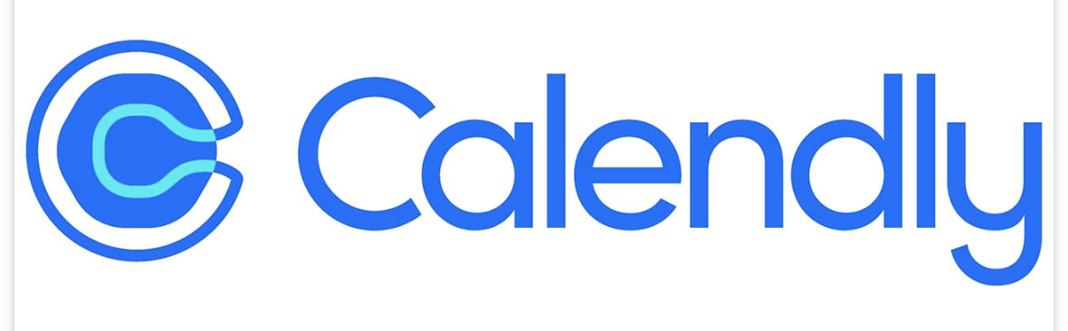 Calendly written in bright blue on a white background