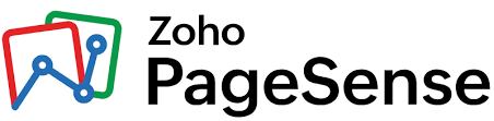 Zoho Page Sense is written in black on a white background with a red, blue, and green logo on the left.
