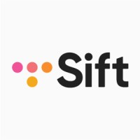 Sift ecris en noir sur fond blanc et coté gauche 4 petits points(rose rose clair orange et jaune)