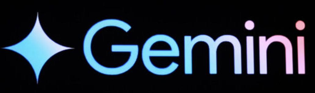 Gemini ecris en degradé de bleu et rose pale sur fond noir