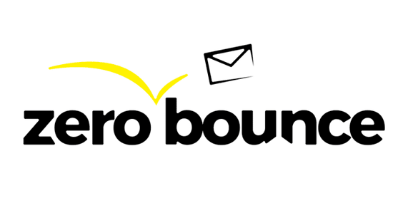 Zero bounce written in black on a black envelope 
All on a white background