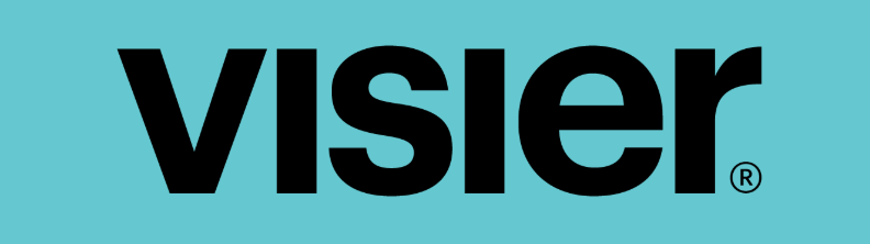 Visier written in black on a light blue background